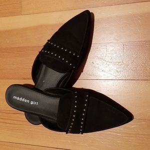Madden Girl Black Mules Silver Embellished Size 9